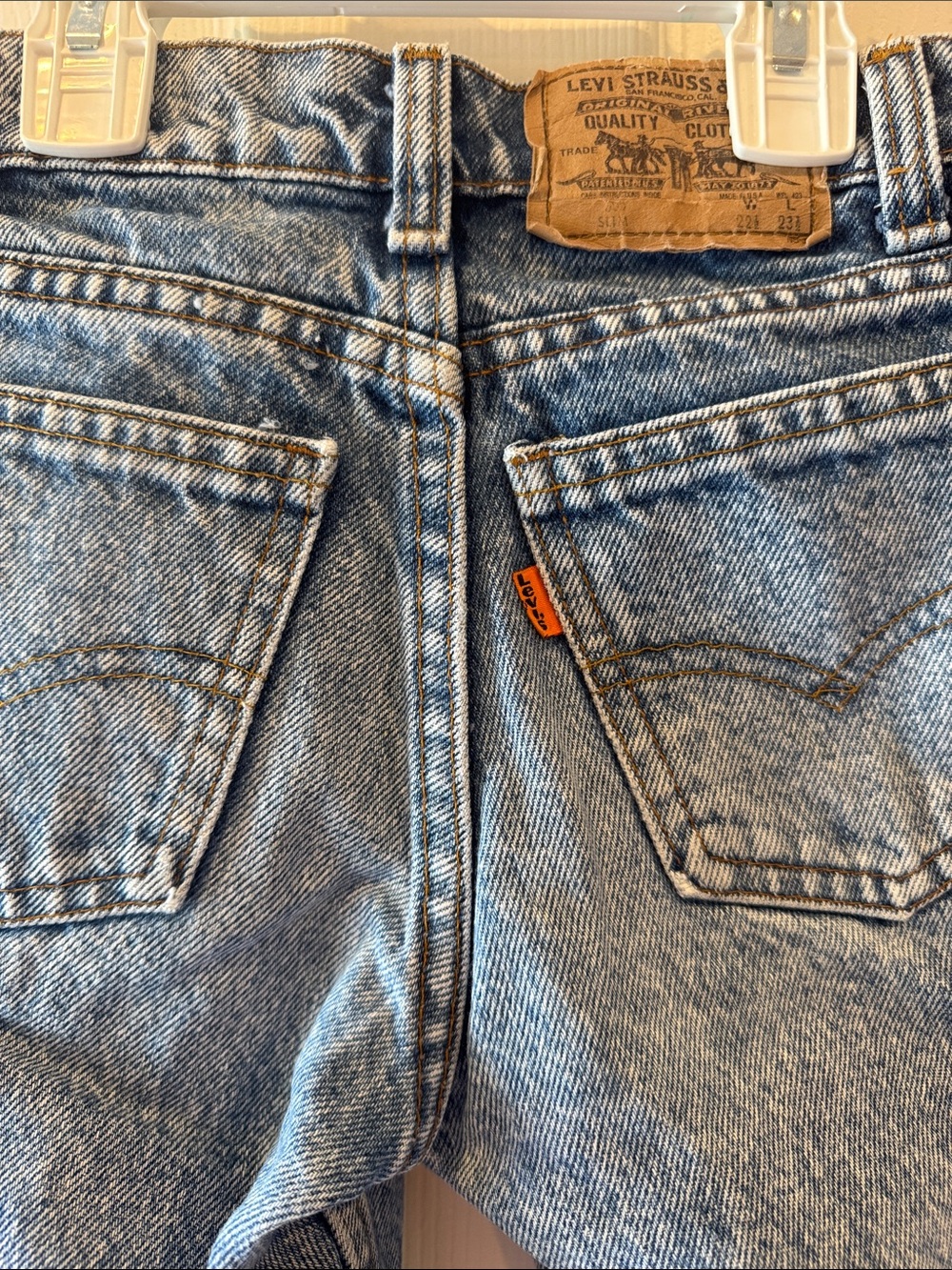 Vintage Levi's Orange Tab Boys Light Blue Slim Fit Jeans. Size 9